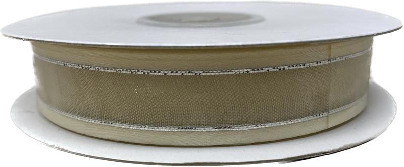 Load image into Gallery viewer, 5/8&quot; Sheer Organza Ribbon w/ Satin &amp; Metallic Edges (25 Yds)
