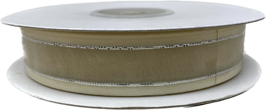 5/8" Sheer Organza Ribbon w/ Satin & Metallic Edges (25 Yds)