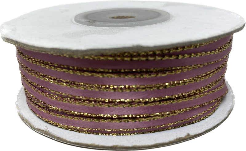 Load image into Gallery viewer, 1/8&quot; Satin Ribbon w/ Metallic Edges (50 Yds)
