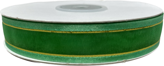 5/8" Sheer Organza Ribbon w/ Satin & Metallic Edges (25 Yds)