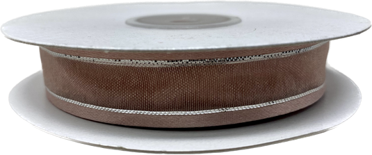 5/8" Sheer Organza Ribbon w/ Satin & Metallic Edges (25 Yds)
