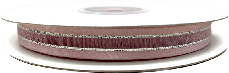Load image into Gallery viewer, 3/8&quot; Sheer Organza Ribbon w/ Satin &amp; Metallic Edges (25 Yds)
