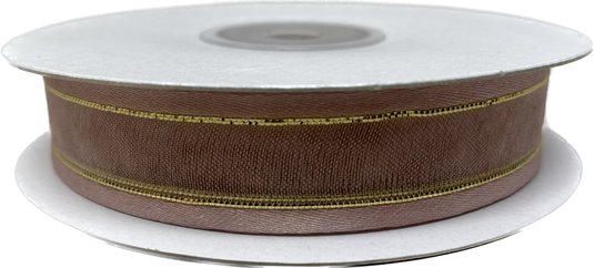 5/8" Sheer Organza Ribbon w/ Satin & Metallic Edges (25 Yds)