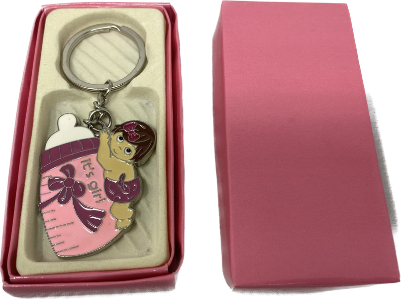 Load image into Gallery viewer, CLEARANCE - Solid Metal Keychain Favors - Baby Shower Design #8015 (12 Pcs)
