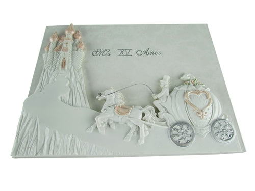 Premium Quinceanera Cinderella Design Guest Book (Spanish) (1 Pc)