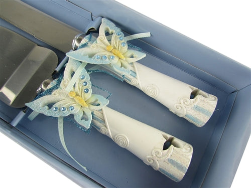 Premium Butterfly Design Cake Knife Set - Stainless Steel (1 Set)