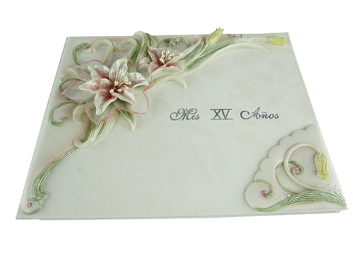 Premium Quinceanera Tiger Lily Design Guest Book (Spanish) (1)