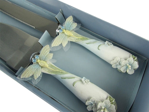 Premium Dragonfly Design Cake Knife Set - Stainless Steel (1 Set)