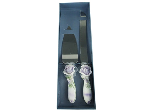 Load image into Gallery viewer, Premium Roses Design Cake Knife Set - Stainless Steel (1 Set)
