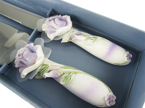 Premium Roses Design Cake Knife Set - Stainless Steel (1 Set)