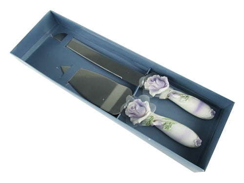 Juego de cuchillos para pasteles con diseño de rosas premium - Acero inoxidable (1)