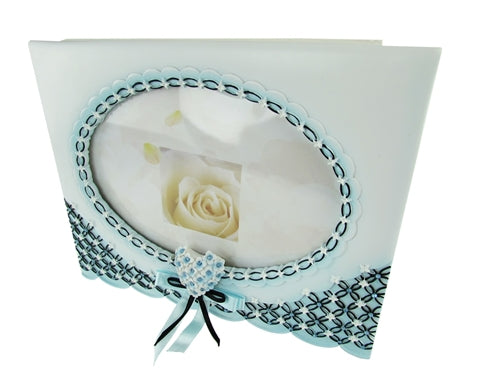 Premium Satin & Diamond Floral Design PICTURE FRAME Guest Book (1)