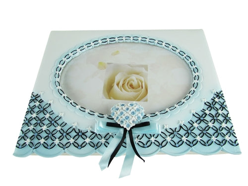 Premium Satin & Diamond Floral Design PICTURE FRAME Guest Book (1)