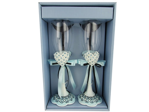 Premium Satin & Diamond Floral Design Cup Set of 2 (1 Set)