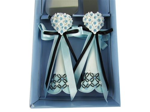 Load image into Gallery viewer, Premium Satin &amp; Diamond Floral Cake Knife Set (1 Set)
