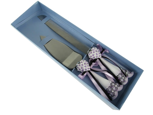 Load image into Gallery viewer, Premium Satin &amp; Diamond Floral Cake Knife Set (1 Set)
