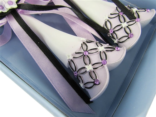 Load image into Gallery viewer, Premium Satin &amp; Diamond Floral Cake Knife Set (1 Set)
