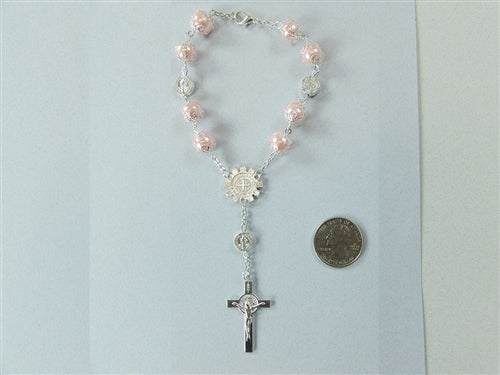 Load image into Gallery viewer, 7&quot; Designer Metallic Design Rosary Bracelet (12 Pcs)
