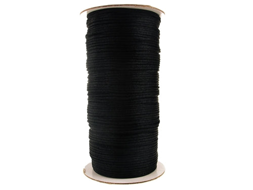 Black with Gold - 2mm Satin Rat Tail Cord - ( 2mm x 200 Yards )