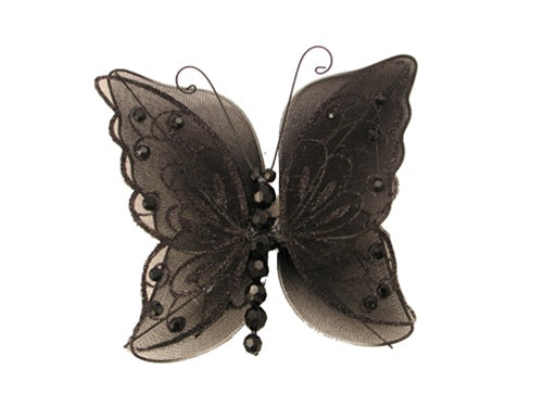 LIQUIDACIÓN Mariposas alambradas de doble capa de acrílico transparente de 7" con clip (1)