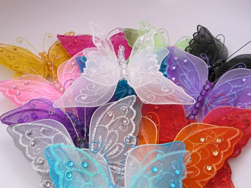 LIQUIDACIÓN Mariposas alambradas de doble capa de acrílico transparente de 7
