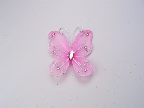 Mariposas transparentes de 3" con borde alambrado BRILLANTE (12)