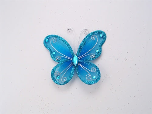 Mariposas transparentes de 3" con borde alambrado BRILLANTE (12)