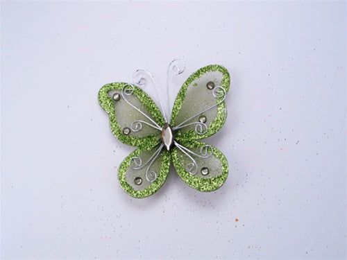 Mariposas transparentes de 3" con borde alambrado BRILLANTE (12)