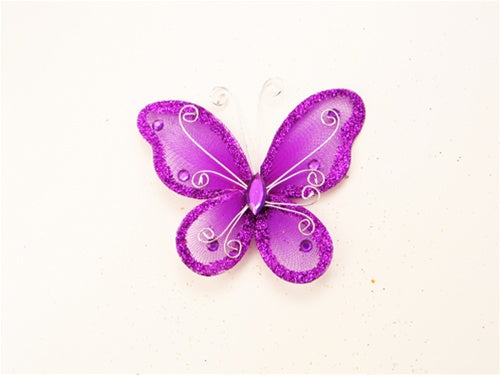 Mariposas transparentes de 3" con borde alambrado BRILLANTE (12)