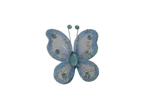 Mariposas transparentes de 2" con borde brillante con alambre (12)