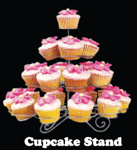 11" Cupcake Stand - Silver Metal - Holds 23 Cupcakes (1 Pc)