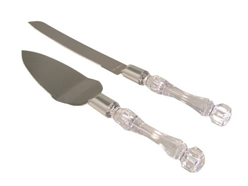 Cake Knife Set - Clear Handles (1 Set)