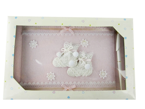 Libro de visitas de tela premium para baby shower "Bootie" con bolígrafo
