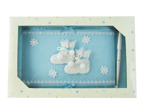 Libro de visitas de tela premium para baby shower "Bootie" con bolígrafo