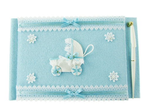 Load image into Gallery viewer, Premium Cloth Baby Shower &quot;Carriage&quot; Guest book w/ Pen (1 Pc)
