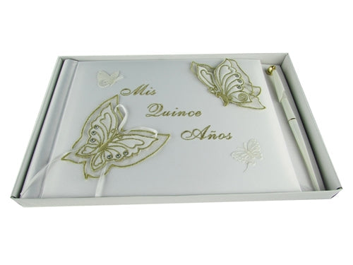 Load image into Gallery viewer, Premium Satin MIS QUINCE ANOS - Guest Book - Butterfly (1 Pc)
