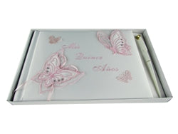 Load image into Gallery viewer, Premium Satin MIS QUINCE ANOS - Guest Book - Butterfly (1 Pc)

