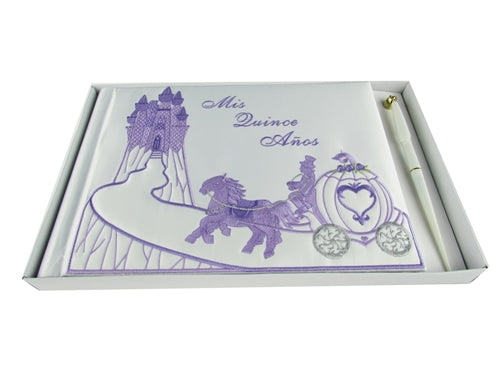 Premium Satin MIS QUINCE ANOS - Guest Book - Cinderella (1 Pc)