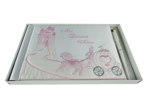 Premium Satin MIS QUINCE ANOS - Guest Book - Cinderella (1 Pc)