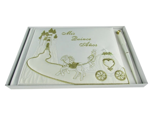 Premium Satin MIS QUINCE ANOS - Guest Book - Cinderella (1 Pc)