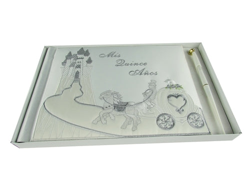 Premium Satin MIS QUINCE ANOS - Guest Book - Cinderella (1 Pc)