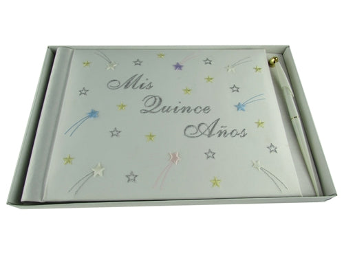 Load image into Gallery viewer, Premium Satin MIS QUINCE ANOS- Guest Book - Stars (1 Pc)
