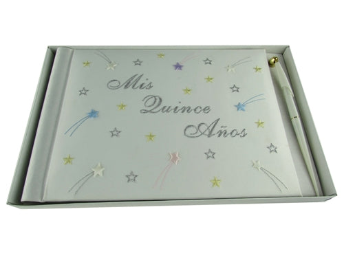 Premium Satin MIS QUINCE ANOS- Guest Book - Stars (1 Pc)