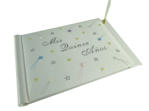 Satén Premium MIS QUINCE ANOS- Libro de Visitas - Estrellas (1)