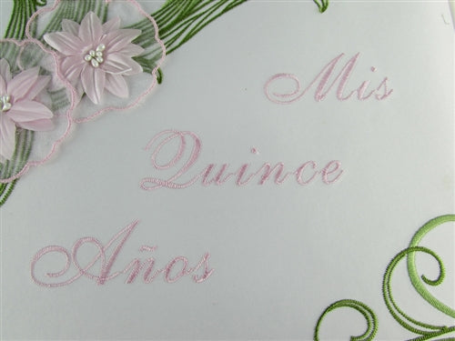 Premium Satin - "MIS QUINCE ANOS" - Guest Book - Tiger Lily (1 Pc)