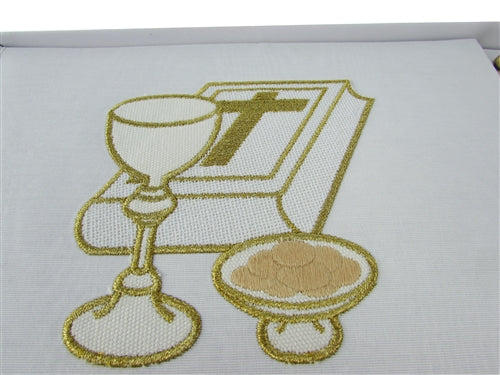 Premium Satin Embroidered Communion Guest Book w/ Pen (1 Pc)