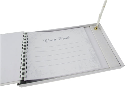Libro de invitados de comunión bordado de satén premium con bolígrafo (1)
