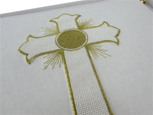 Premium Satin Embroidered Cross Guest Book w/ Pen (1 Pc)