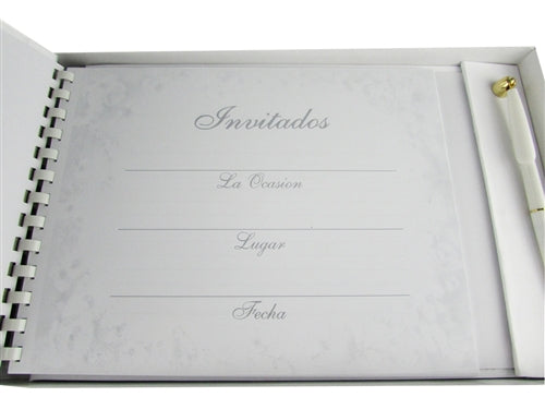 Libro de invitados de boda de satén premium - Floral elegante (1)