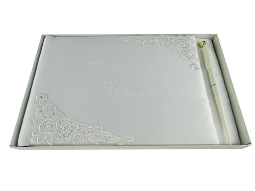Premium Satin WEDDING Guest Book - Elegant Floral (1 Pc)